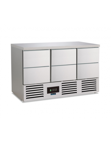 Banco saladette in acciio inox AISI 304 - 4 cassetti - statico con agitatore +2°/+8°C - capacità Lt 257 - Classe C -cm 90x70x87h