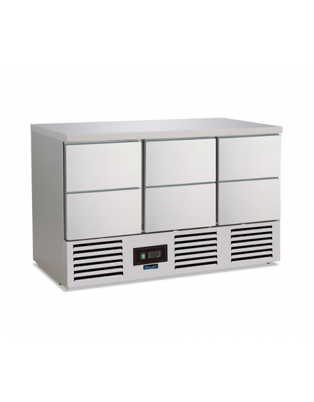 Banco saladette in acciio inox AISI 304 - 4 cassetti - statico con agitatore +2°/+8°C - capacità Lt 257 - Classe C -cm 90x70x87h