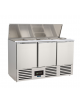 Banco saladette inox 3 porte con scomparto per bacinelle Gastronorm - statico con agitatore +2°/+8°C -cm 136,5x70x87h