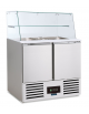 Saladette inox 2 porte con scomparto bacinelle GN e protezione in vetro - statico con agitatore +2°/+8°C - cm 90x70x134h