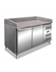 Tavolo refrigerato pizzeria 2 porte in acciaio AISI 201 - ventilato +2°/+8°C - cm 151x80x100h
