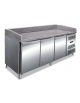 Tavolo refrigerato pizzeria 3 porte in acciaio AISI 201 - ventilato +2°/+8°C - cm 202x80x100h