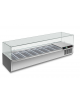 Vetrina refrigerata pizzeria statica +2°/+8°C in acciaio inox AISI 304 con vetro superiore- 8 bacinelle GN1/3 -cm 180x39,5x43,5h