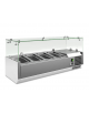 Vetrina refrigerata pizzeria statica +2°/+8°C in acciaio AISI 201 con vetro superiore- 4 bacinelle GN1/4 -cm 100x33,5x43,5h