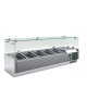 Vetrina refrigerata pizzeria statica +2°/+8°C in acciaio AISI 201 con vetro superiore- 5 bacinelle GN1/4 -cm 120x33,5x43,5h