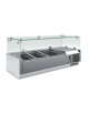 Vetrina refrigerata statica +2°/+8°C in acciaio AISI 201 con vetro superiore - 2 bacinelle GN1/3 + 1xGN1/2 -cm 95,5x39,5x43,5h