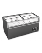 Isola panoramica statica con sbrinamento automatico e vetro piatto scorrevole - temp. +10° -22°C - cm 145x85x87h