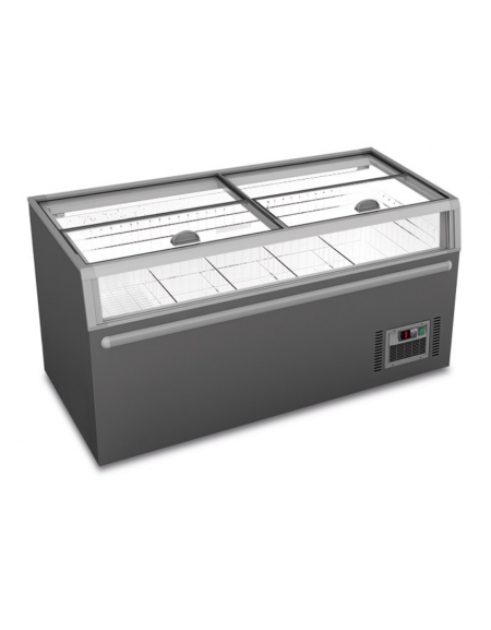 Isola panoramica statica con sbrinamento automatico e vetro piatto scorrevole - temp. +10° -22°C - cm 145x85x87h