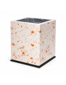 CESTONE GETTACARTE MONOBLOCCO QUADRATO IN CALCESTRUZZO COLORE BIANCO TRAVERTINO - cm 50x50x70h - Conforme ai CAM