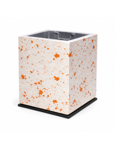 CESTONE GETTACARTE MONOBLOCCO QUADRATO IN CALCESTRUZZO COLORE BIANCO TRAVERTINO - cm 50x50x70h - Conforme ai CAM