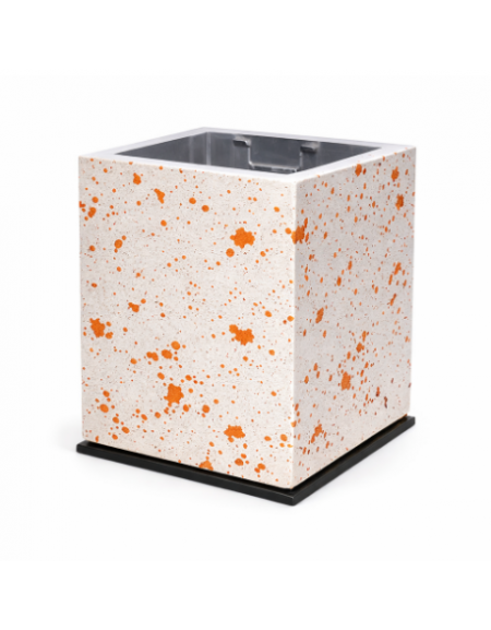 CESTONE GETTACARTE MONOBLOCCO QUADRATO IN CALCESTRUZZO COLORE BIANCO TRAVERTINO - cm 50x50x70h - Conforme ai CAM