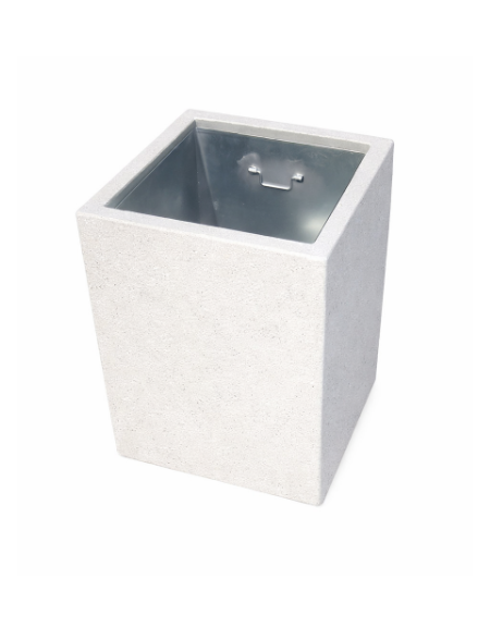 CESTONE GETTACARTE MONOBLOCCO QUADRATO IN CALCESTRUZZO COLORE BIANCO PIETRA - CM 60x60x70H - Conforme ai CAM