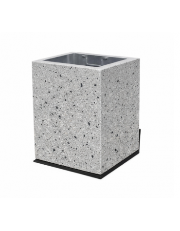 CESTONE GETTACARTE MONOBLOCCO QUADRATO IN CALCESTRUZZO COLORE GRIGIO PIETRA - cm 50x50x70h - Conforme ai CAM