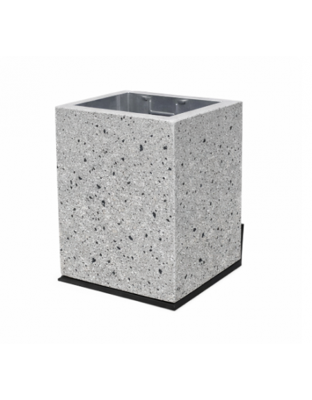 CESTONE GETTACARTE MONOBLOCCO QUADRATO IN CALCESTRUZZO COLORE GRIGIO PIETRA - cm 50x50x70h - Conforme ai CAM
