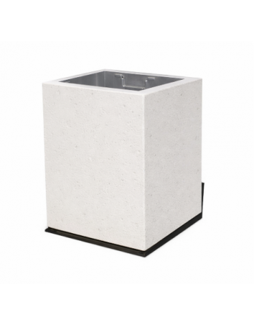 CESTONE GETTACARTE MONOBLOCCO QUADRATO IN CALCESTRUZZO COLORE BIANCO PIETRA - cm 50x50x70h - Conforme ai CAM