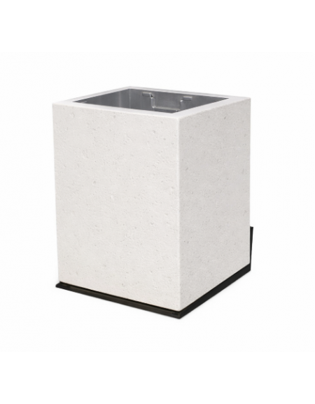 CESTONE GETTACARTE MONOBLOCCO QUADRATO IN CALCESTRUZZO COLORE BIANCO PIETRA - cm 50x50x70h - Conforme ai CAM