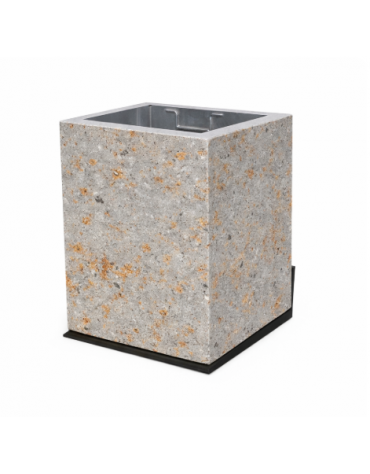 CESTONE GETTACARTE MONOBLOCCO QUADRATO IN CALCESTRUZZO COLORE GRIGIO TRAVERTINO - cm 50x50x70h - Conforme ai CAM