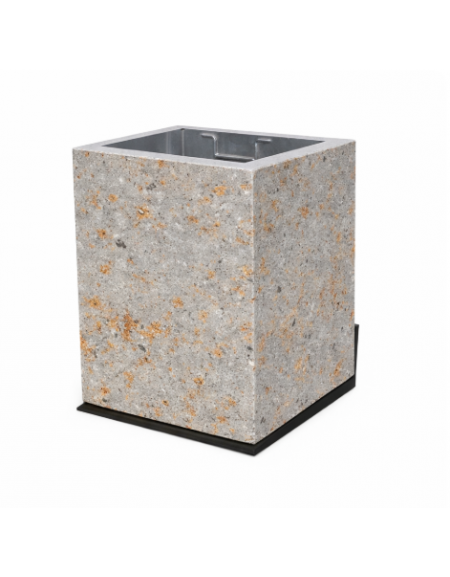 CESTONE GETTACARTE MONOBLOCCO QUADRATO IN CALCESTRUZZO COLORE GRIGIO TRAVERTINO - cm 50x50x70h - Conforme ai CAM