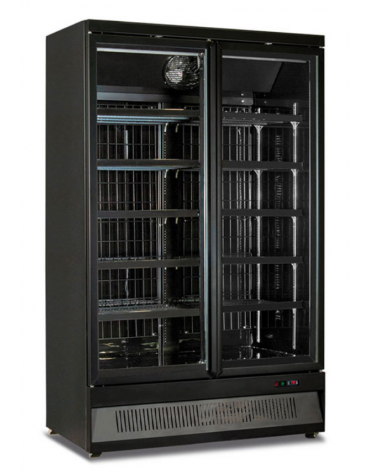 Murale refrigerato ventilato +1°/+10°C a doppia porta a battente - colore mobile esterno nero RAL9005 - cm 125,3x71x200,3h
