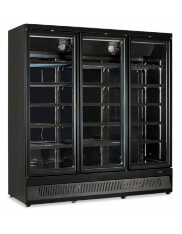 Armadio refrigerato ventilato +1°/+10°C a 3 porte a battente - colore mobile esterno nero RAL9005 - cm 188x71x200,3h