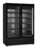 Armadio murale refrigerato ventilato 2 porte vetro senza cornice - colore nero opaco - temp. 0°/+10°C - cm 124,5x72,7x196,7h