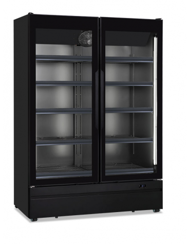Armadio murale refrigerato ventilato 2 porte vetro senza cornice - colore nero opaco - temp. 0°/+10°C - cm 124,5x72,7x196,7h