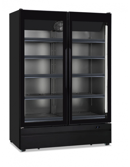 Armadio murale refrigerato ventilato 2 porte vetro senza cornice - colore nero opaco - temp. 0°/+10°C - cm 124,5x72,7x196,7h
