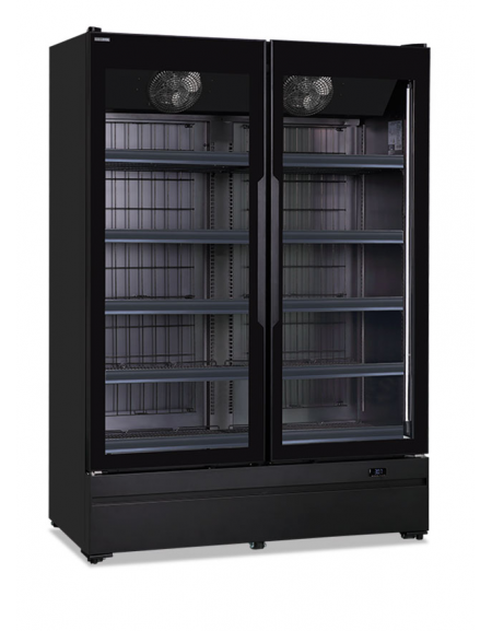 Armadio congelatore ventilato 2 porte vetro senza cornice - colore nero opaco - temp. -22°/-18 °C- cm 137x74,5x196,7h