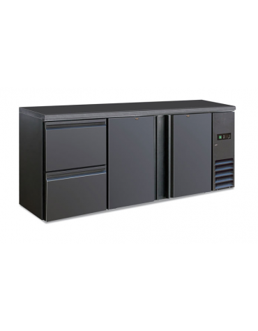 Frigo retrobanco bar 2 sportelli e 2 cassetti - refrigerazione ventilata 0°C/+10°C - Classe C - cm 200,2x51,3x86h