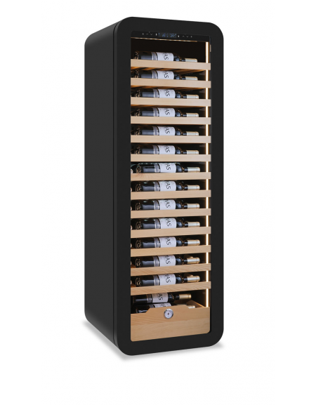 Vetrina per vini ventilata +2°/+20 °C - capacità 90 bottiglie cl. 75 - colore superficie esterna nera o bianca - cm 54x55x160h