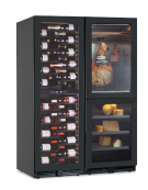 Vetrina vini ventilata a doppia temperatura con armadio per conservazione salumi e formaggi - cm 121x70x180,4h