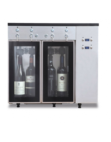 Azotatrice in acciaio con sistema di immissione azoto e aspirazione del vino - 4 bottiglie - temp. +5°C/+18°C - cm 65x32,5x61h
