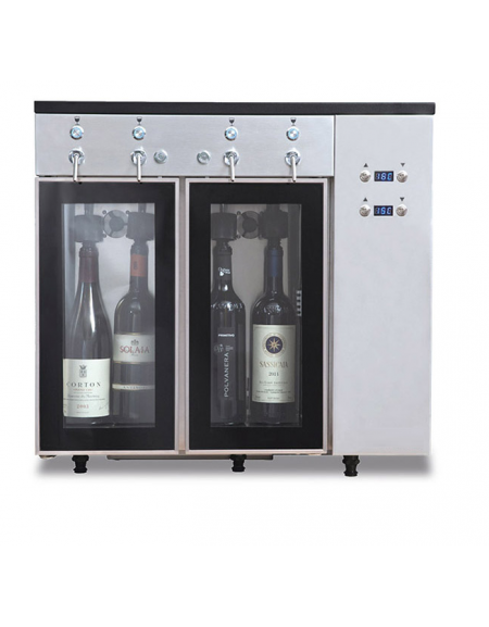 Azotatrice in acciaio con sistema di immissione azoto e aspirazione del vino - 4 bottiglie - temp. +5°C/+18°C - cm 65x32,5x61h