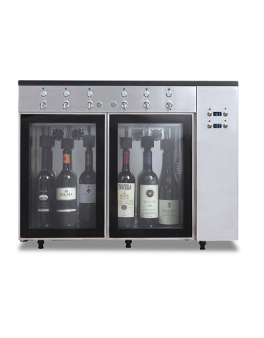 Azotatrice in acciaio con sistema di immissione azoto e aspirazione del vino - 6 bottiglie - temp. +5°C/+18°C - cm 84,5x38x61h