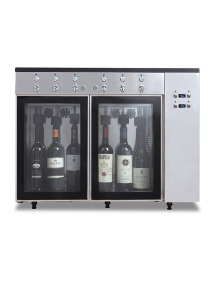Azotatrice in acciaio con sistema di immissione azoto e aspirazione del vino - 6 bottiglie - temp. +5°C/+18°C - cm 84,5x38x61h