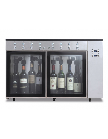 Azotatrice in acciaio con sistema di immissione azoto e aspirazione del vino- 8 bottiglie -temp. +5°C/+18°C -cm 100,2x35,9x64,5h