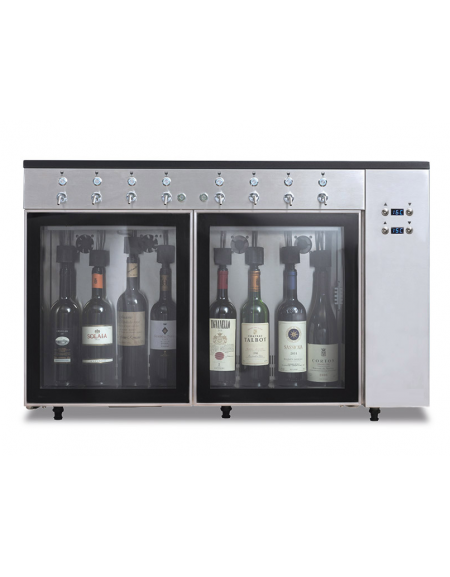 Azotatrice in acciaio con sistema di immissione azoto e aspirazione del vino- 8 bottiglie -temp. +5°C/+18°C -cm 100,2x35,9x64,5h