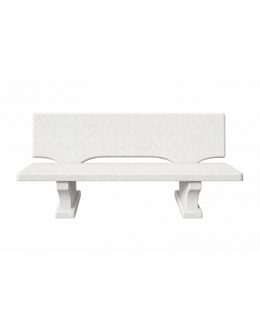 PANCHINA CON SCHIENALE IN CEMENTO CALCESTRUZZO PER ARREDO URBANO - COLORE BIANCO PIETRA - CM 170x70x68H - Conforme ai CAM