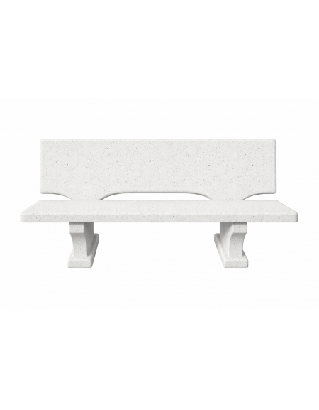 PANCHINA CON SCHIENALE IN CEMENTO CALCESTRUZZO PER ARREDO URBANO - COLORE BIANCO PIETRA - CM 170x70x68H - Conforme ai CAM