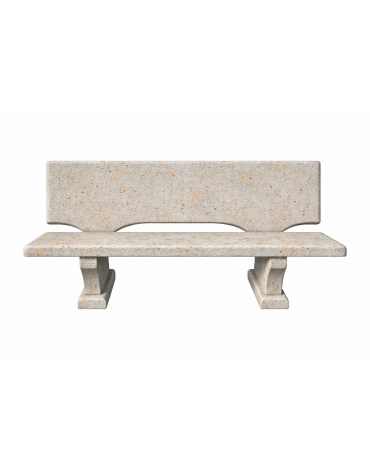 PANCHINA CON SCHIENALE IN CEMENTO CALCESTRUZZO PER ARREDO URBANO - COLORE GRIGIO TRAVERTINO - CM 170x70x68H - Conforme ai CAM