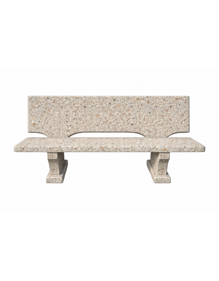 PANCHINA CON SCHIENALE IN CEMENTO CALCESTRUZZO PER ARREDO URBANO - COLORE GRIGIO SABBIATO - CM 170x70x68H - Conforme ai CAM