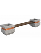 Panchina con seduta in legno e 2 fioriere laterali in cemento calcestruzzo, colore Bianco sabbiato - cm 310x60x65h - CAM