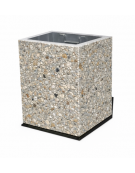 CESTONE GETTACARTE MONOBLOCCO QUADRATO IN CALCESTRUZZO COLORE GRIGIO SABBIATO - cm 50x50x70h - Conforme ai CAM