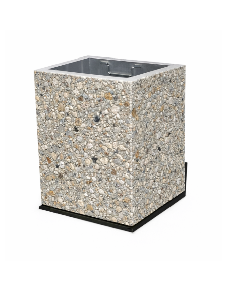 CESTONE GETTACARTE MONOBLOCCO QUADRATO IN CALCESTRUZZO COLORE GRIGIO SABBIATO - cm 50x50x70h - Conforme ai CAM