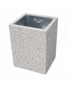 CESTONE GETTACARTE MONOBLOCCO QUADRATO IN CALCESTRUZZO COLORE GRIGIO PIETRA - CM 60x60x70H - CONFORME AI CAM