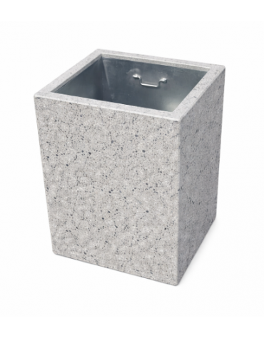 CESTONE GETTACARTE MONOBLOCCO QUADRATO IN CALCESTRUZZO COLORE GRIGIO PIETRA - CM 60x60x70H - CONFORME AI CAM