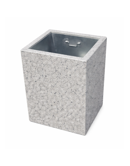 CESTONE GETTACARTE MONOBLOCCO QUADRATO IN CALCESTRUZZO COLORE GRIGIO PIETRA - CM 60x60x70H - CONFORME AI CAM
