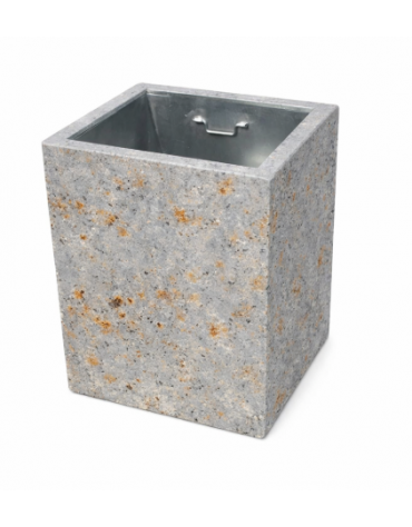CESTONE GETTACARTE MONOBLOCCO QUADRATO IN CALCESTRUZZO COLORE GRIGIO TRAVERTINO - CM 60x60x70H - CONFORME AI CAM
