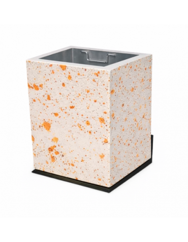 CESTONE GETTACARTE MONOBLOCCO QUADRATO IN CALCESTRUZZO COLORE BIANCO TRAVERTINO - CM 60x60x70H - CONFORME AI CAM