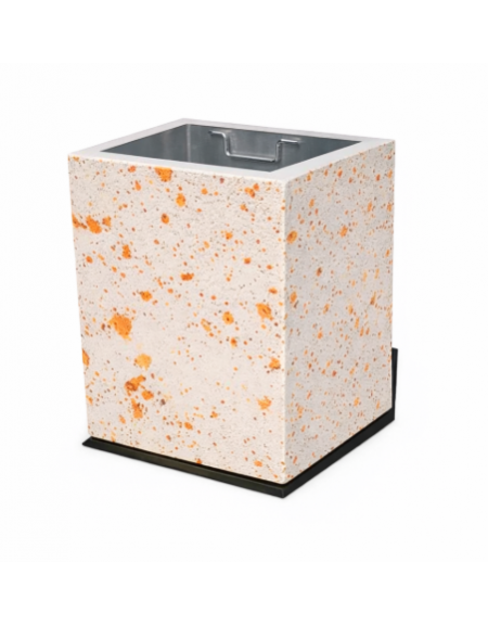 CESTONE GETTACARTE MONOBLOCCO QUADRATO IN CALCESTRUZZO COLORE BIANCO TRAVERTINO - CM 60x60x70H - CONFORME AI CAM